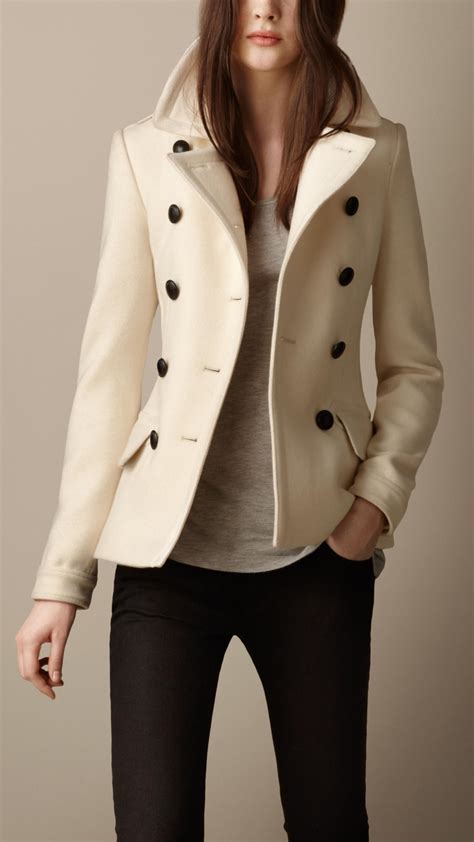 white burberry pea coat|burberry pea coat women's.